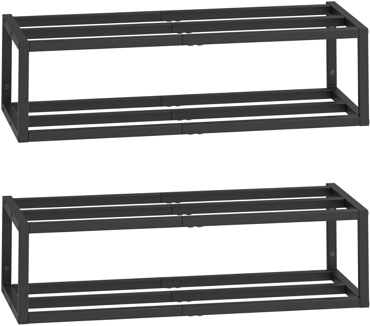 TRANKIELO® - Wand schoenenrek set van 2 - Ruimtebesparend metaal voor 12-16 paar schoenen - Zwart