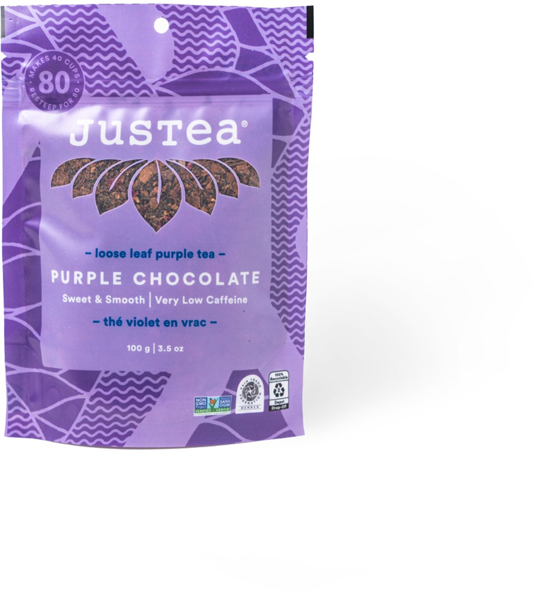 Justea | Navulverpakking Purple chocolate | 100g | Duurzaam |Theekado