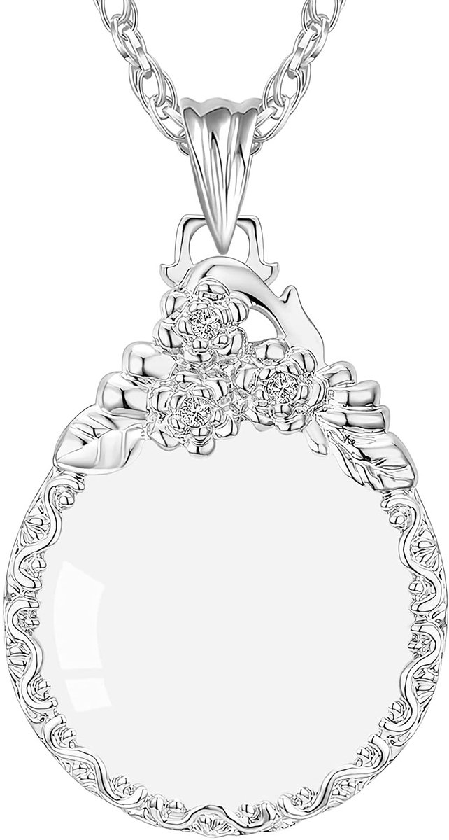 IMPERATORIS® Vergrootglas met Ketting - Handheld Vergrootglas voor Kinderen & Senioren -Lichtgewicht & Duurzaam – Educatief Speelgoed voor Natuurverkenning - Lezen & Hobby’s - 3x - Zilver