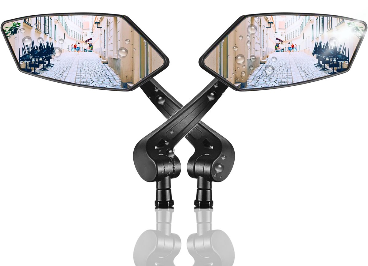RAMBUX® - Scooterspiegels - Fietsspiegels - Links & Rechts - 360° Draaibaar - 20-24mm Diameter Stuurstang - 405 g