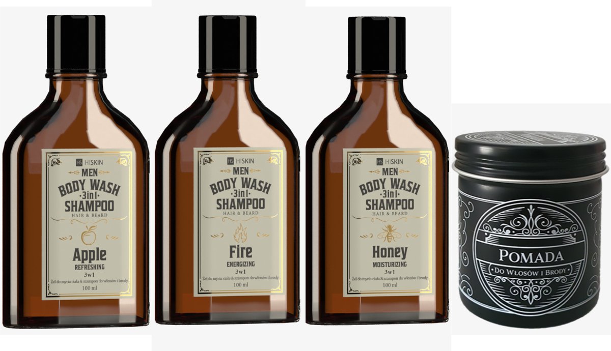 HiSkin Honey Apple Fire 3in1 Baard Shampoos en Pomade - Baardverzorgingsset