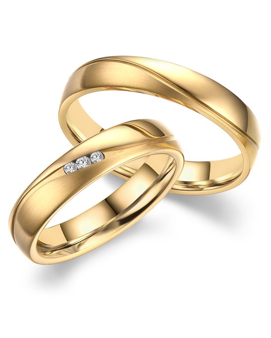 Jonline SET Trouwringen Titanium Gold Plated |Vriendschapsringen|Relatie ringen |Set Ringen