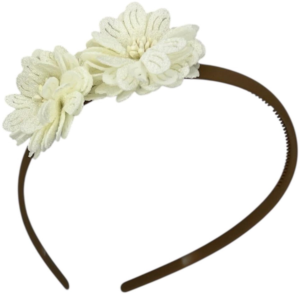 Diadeem blossem - bloemen - flower - khaki kleur diadeem - crème