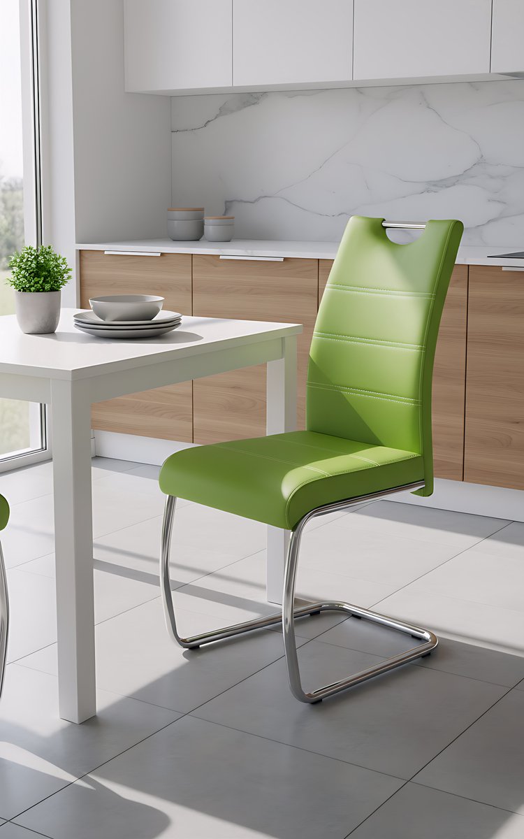 Eetkamerstoelen Set van 2 – - 59x43x98 cm - – Kunstleer Groen – Ergonomische - Medahomestore