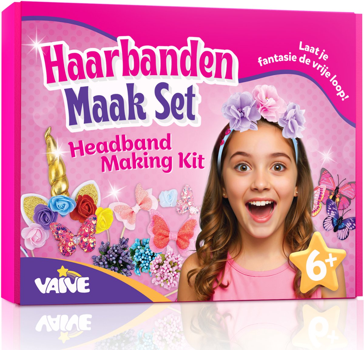 Vaive Haarband Knutselset 54-delig – Maak 10 Haarbanden – Diadeem Knutselen voor Meisjes – Sieraden Maken – Knutseldoos – Knutselpakketten — afbeelding 6