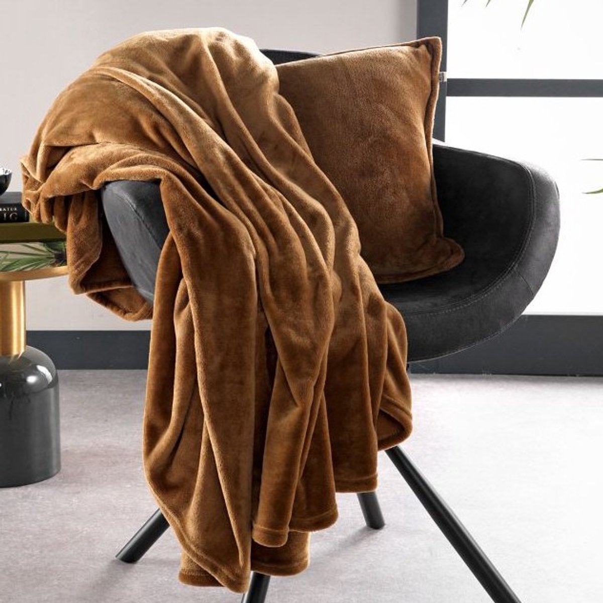 Dutch Decor BILLY - Plaid 150x200 cm - flannel fleece - superzacht - Tobacco Brown - bruin