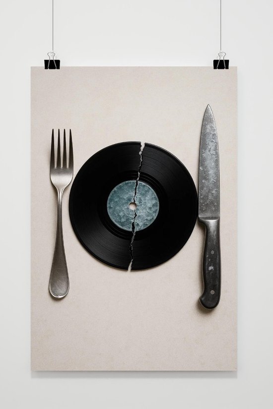 Vinyl Poster - Muziek Posters - Gebroken - Bestek - Fotografie - Wanddecoratie Eetkamer - 180 gram papier - XS7115WV - Formaat 30 x 40cm