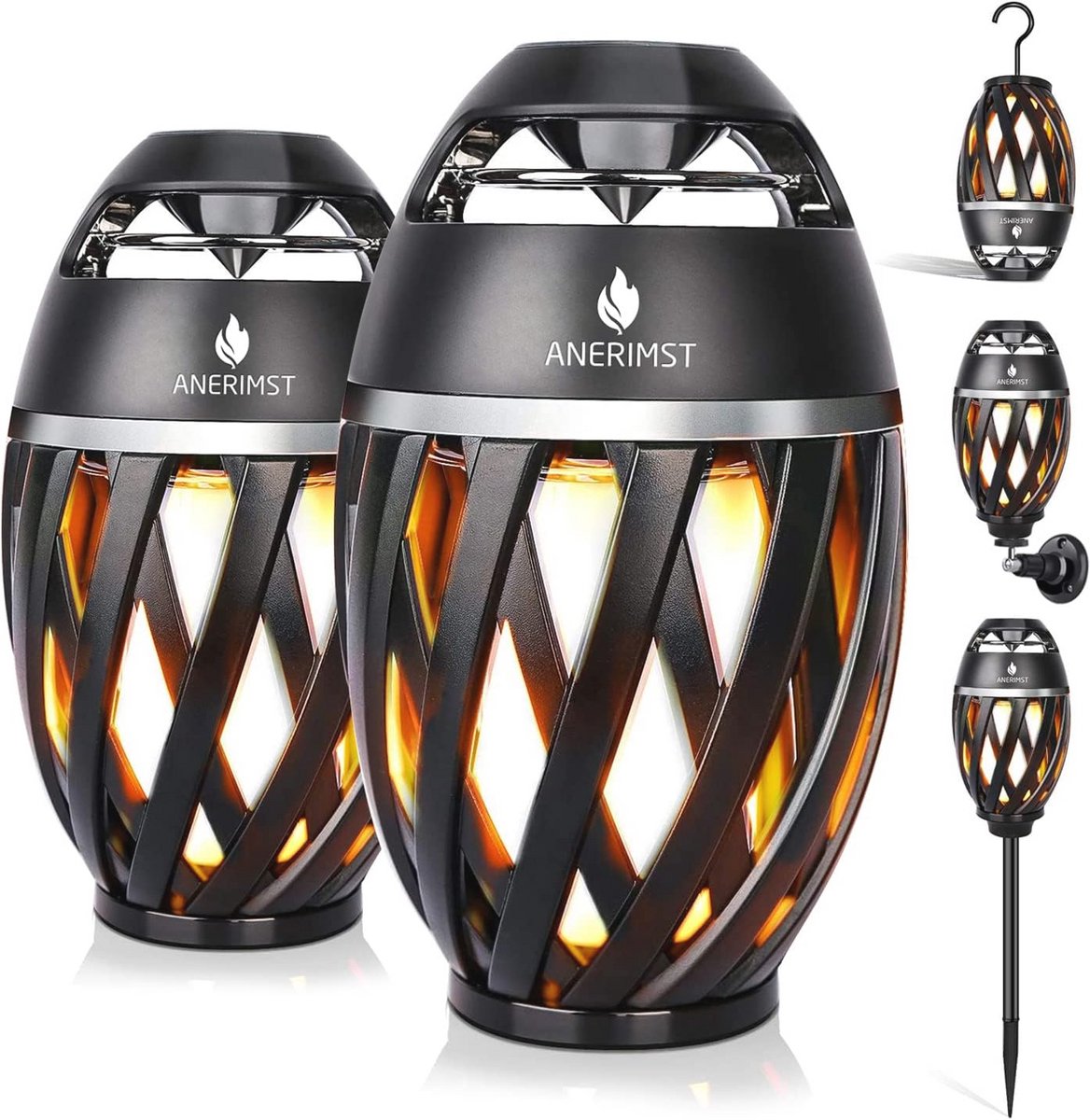Draadloze Waterdichte Bluetooth luidsprekers met Vlamlicht en Zaklamp - 2 Pack