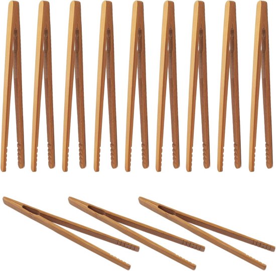 6 Stuks Bamboe Tang Voor Toast, Bamboe Keuken Tang, Bamboe Tang, Tang Keuken Tang, Theetang, Spek Tang en Dunne Kooktang Ect, Bruinachtig Geel