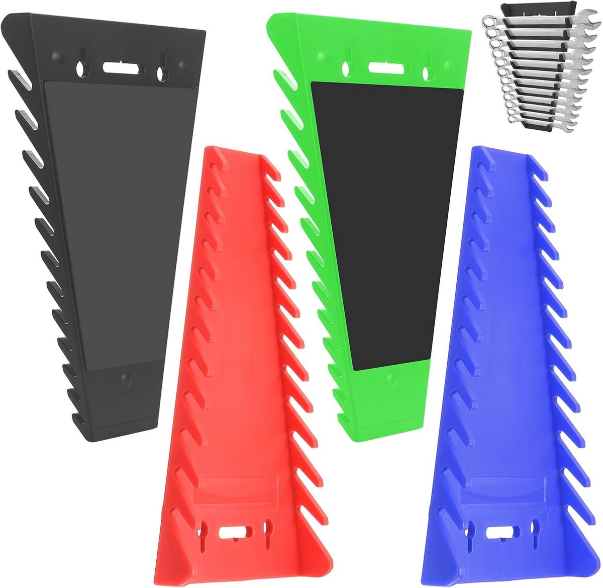 Magnetische Moersleutelorganizer Set van 4 - 12-delige Sleutelhouderset voor Gereedschap Box