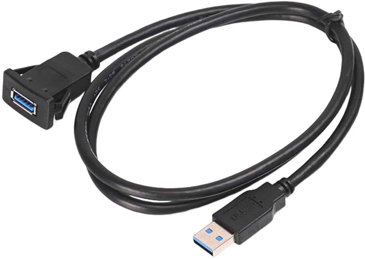 USB 3.0 Dashboard Kabel voor Auto en Motorfiets - Inbouw Aansluiting en Verlenging