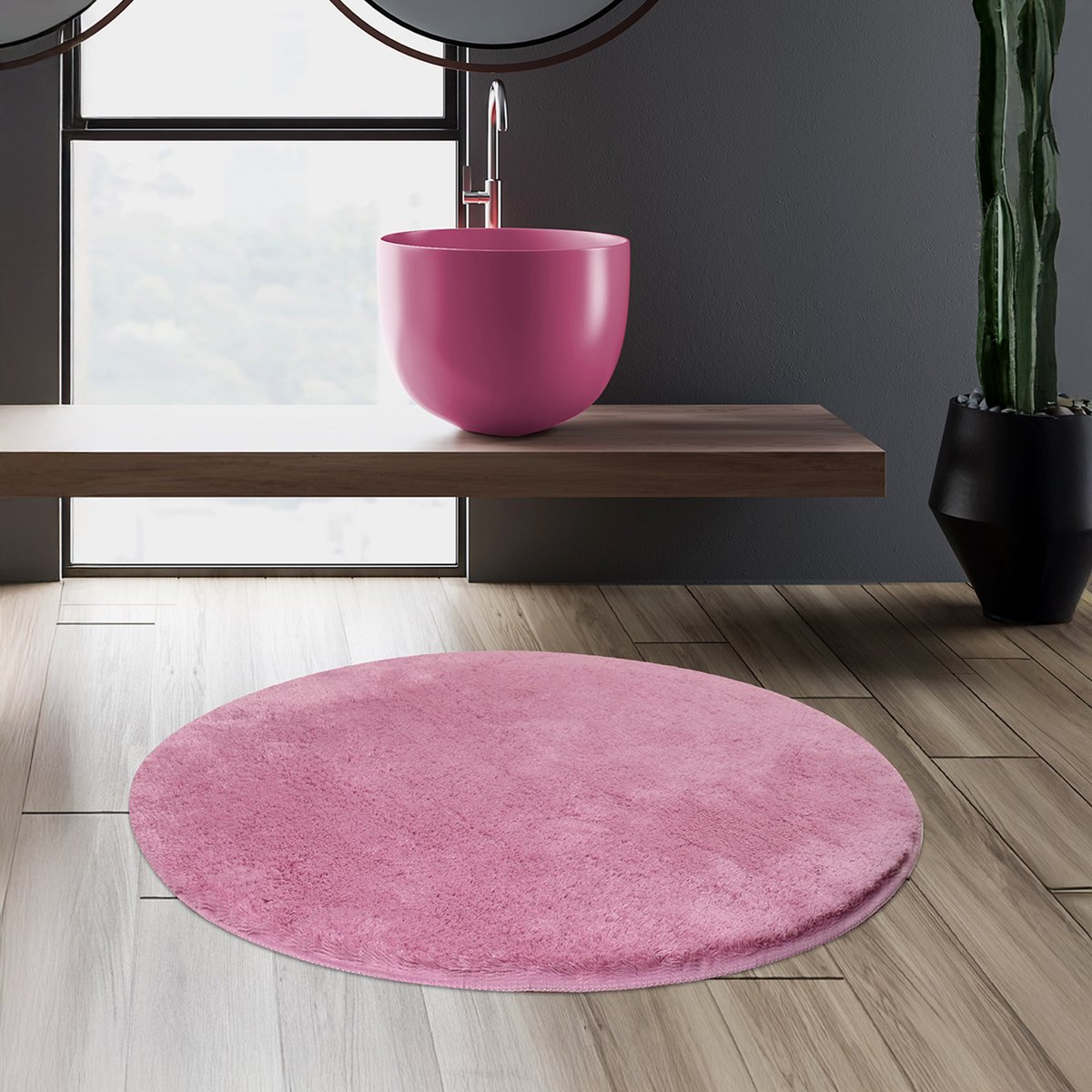 Bosdela Badkamermatten Ø90 cm Lila Wasbare, zachte en comfortabele badmatten - toiletmat + badmat - slaapkamerkleed - kinderkamerkleed, geschikt voor elke ruimte.