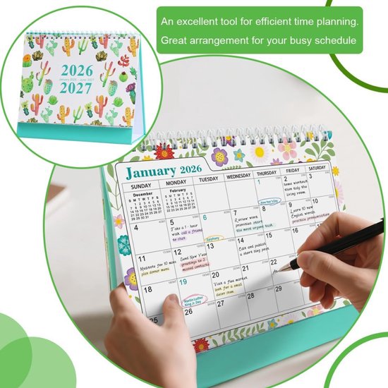 Kleine bureaukalender 2026 - planner van januari 2026 tot juni 2027