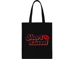 Zwarte Katoenen Tote Bag – Short ’n Sweet – Sabrina Carpenter Merch – Duurzame & Trendy Shopper – Eco Vriendelijk – Cadeau voor Fans