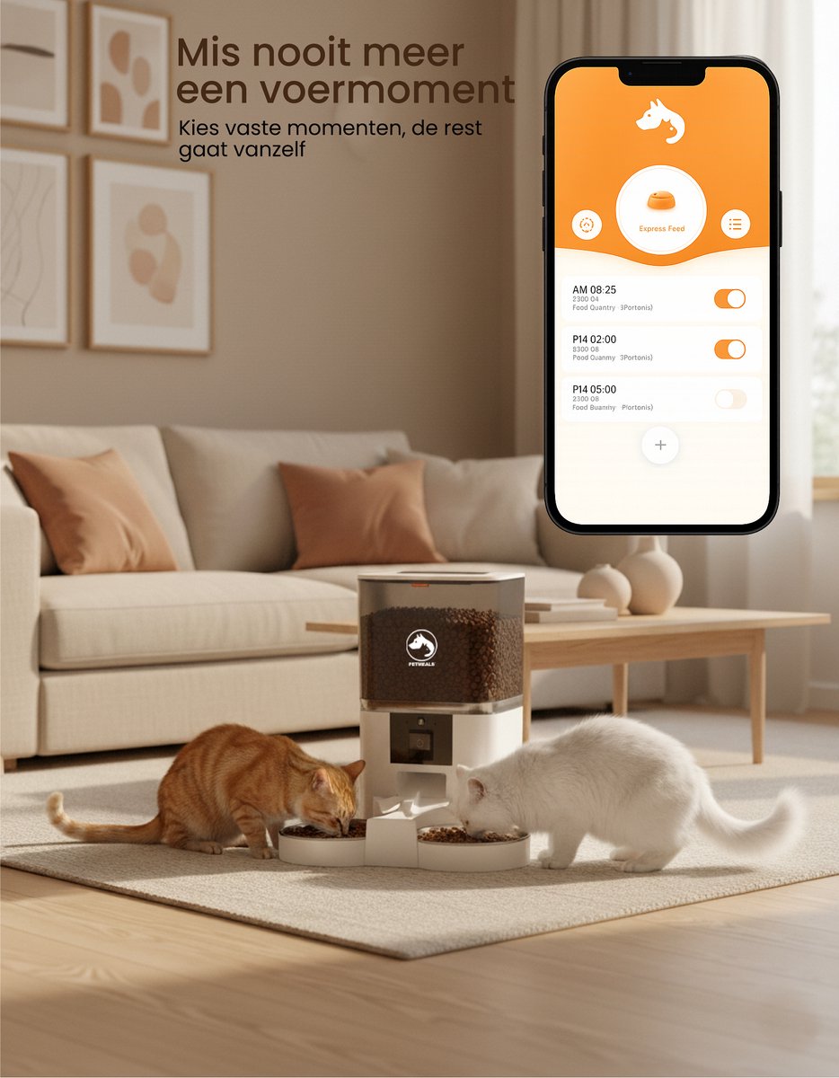 PetMeals Automatische Voerbak Dubbel 6L Wit met Camera - afbeelding 2