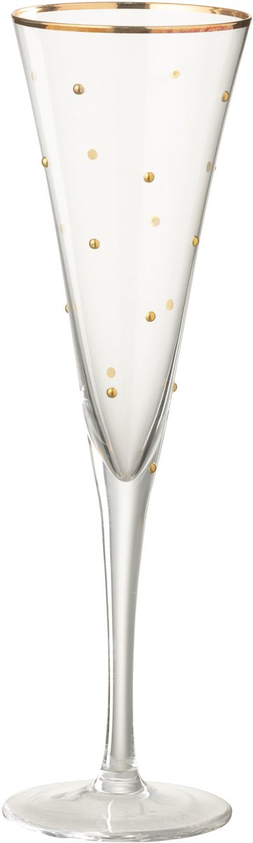 J-line champagneglas met goudkleurige stippen. Set van 6 stuks
