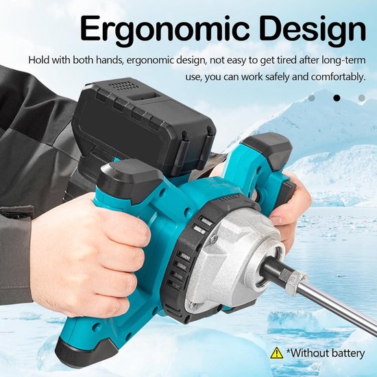Batterij Kleur Mortel Mixer - Compatibel met Makita 18 V Batterij - Aardboor voor Draadloze Schroevendraaier - Borstelloze Kleur Mortelmixer - Beton Mixer - Mortel Roerder - 6-Snelheden Cement Roerder — afbeelding 5