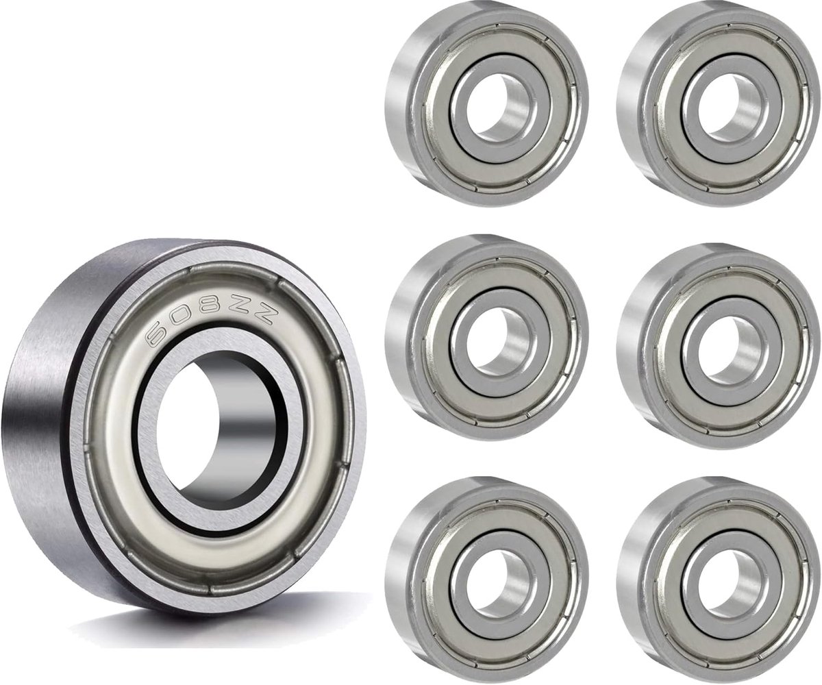 Pack van 608 ZZ kogellagers - Scooter - Inline skates - Geschikt voor ABEC - 8 mm x 22 mm x 7 mm