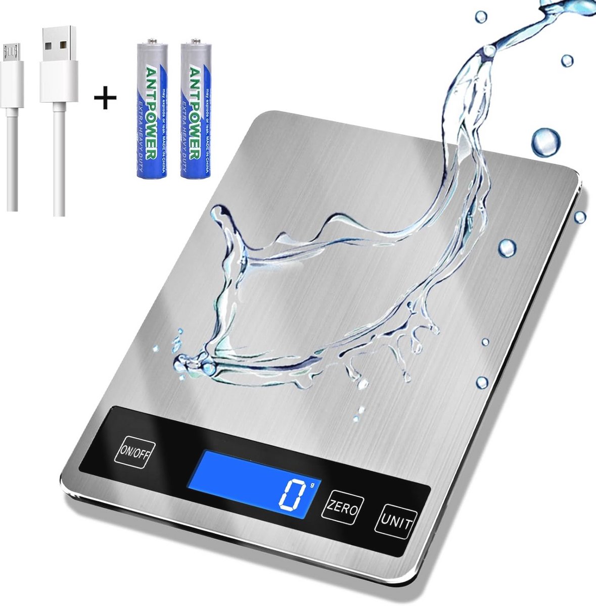 Digitale Keukenweegschaal 15 kg - Waterdichte Voedselweegschaal met LCD Scherm en Accu