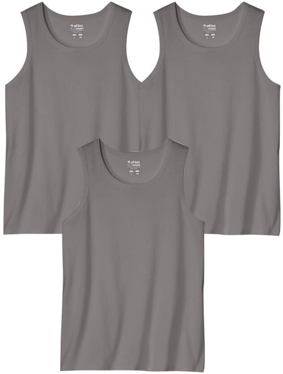ATLAS FOR MEN - Set van 3 effen tanktops - Heren - Verkrijgbaar in grote maten - L