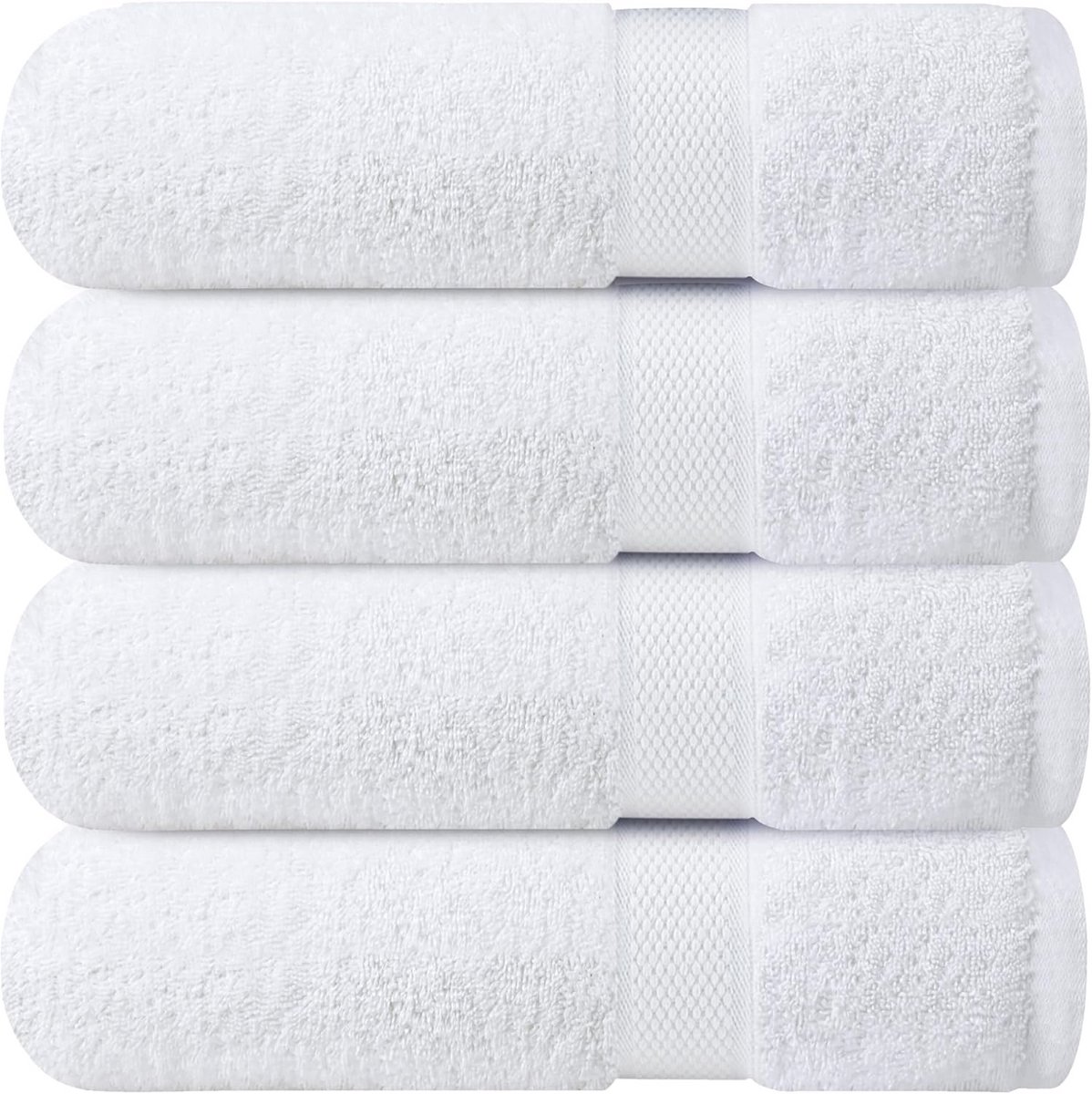 Witte badhanddoeken set van 4 - 100% katoen, super absorberend en sneldrogend