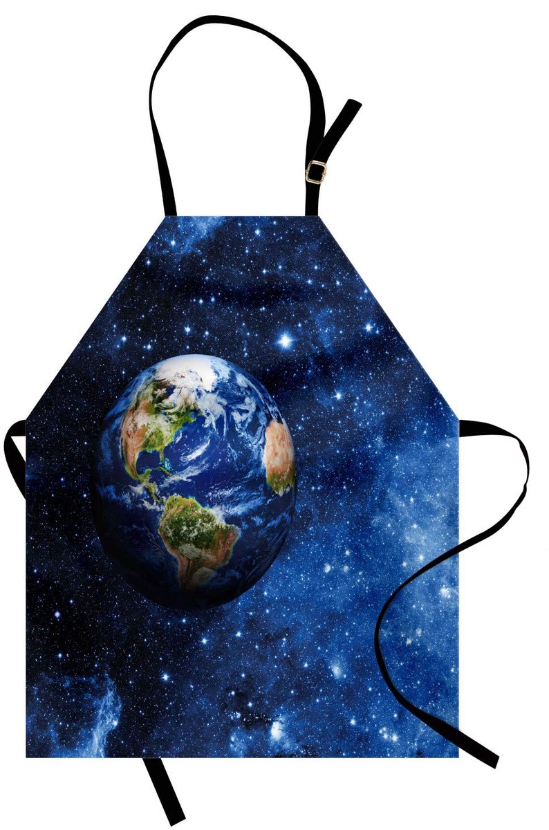 ABAKUHAUS Ruimte kookschort, Exterieurweergave van de planeet Aarde in het zonnestelsel met sterrenleven op een bolvormig themabeeld, kleurvast, in hoogte verstelbaar, wasbaar, heldere digitale afdruk, groen-blauw