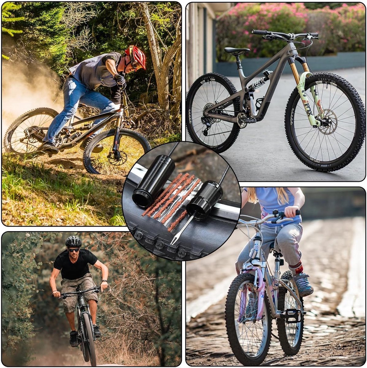 Tubeless Reparatieset - Fietsbandenreparatieset - Essentiële set met 10 rubberen banden - Reparatie van fietsbanden - Tubeless fietsbandenreparatieset - Boorgereedschap voor fiets，Fietsreparatiegereedschap en accessoires thumbnail 2