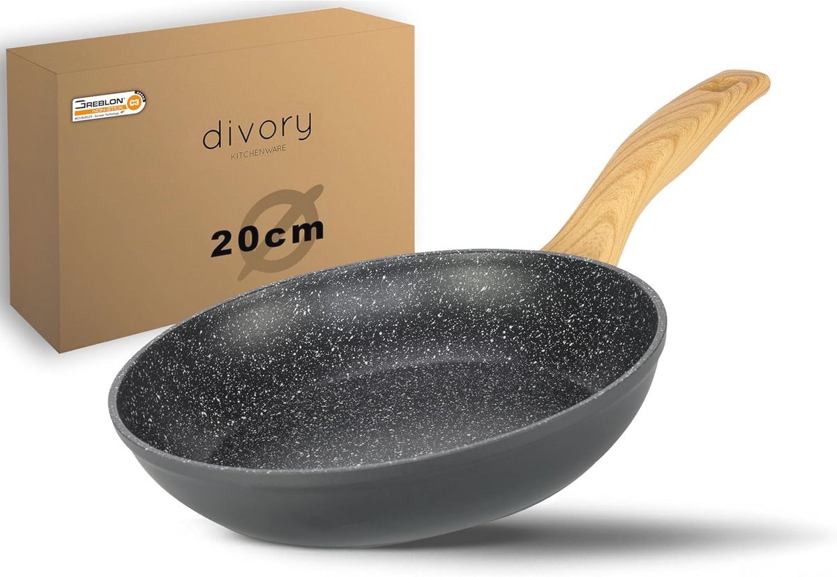 Antiaanbak Koekenpan 20cm - Universele Pan voor Inductie en Alle Fornuizen - Vaatwasmachinebestendig met Afneembaar Handvat