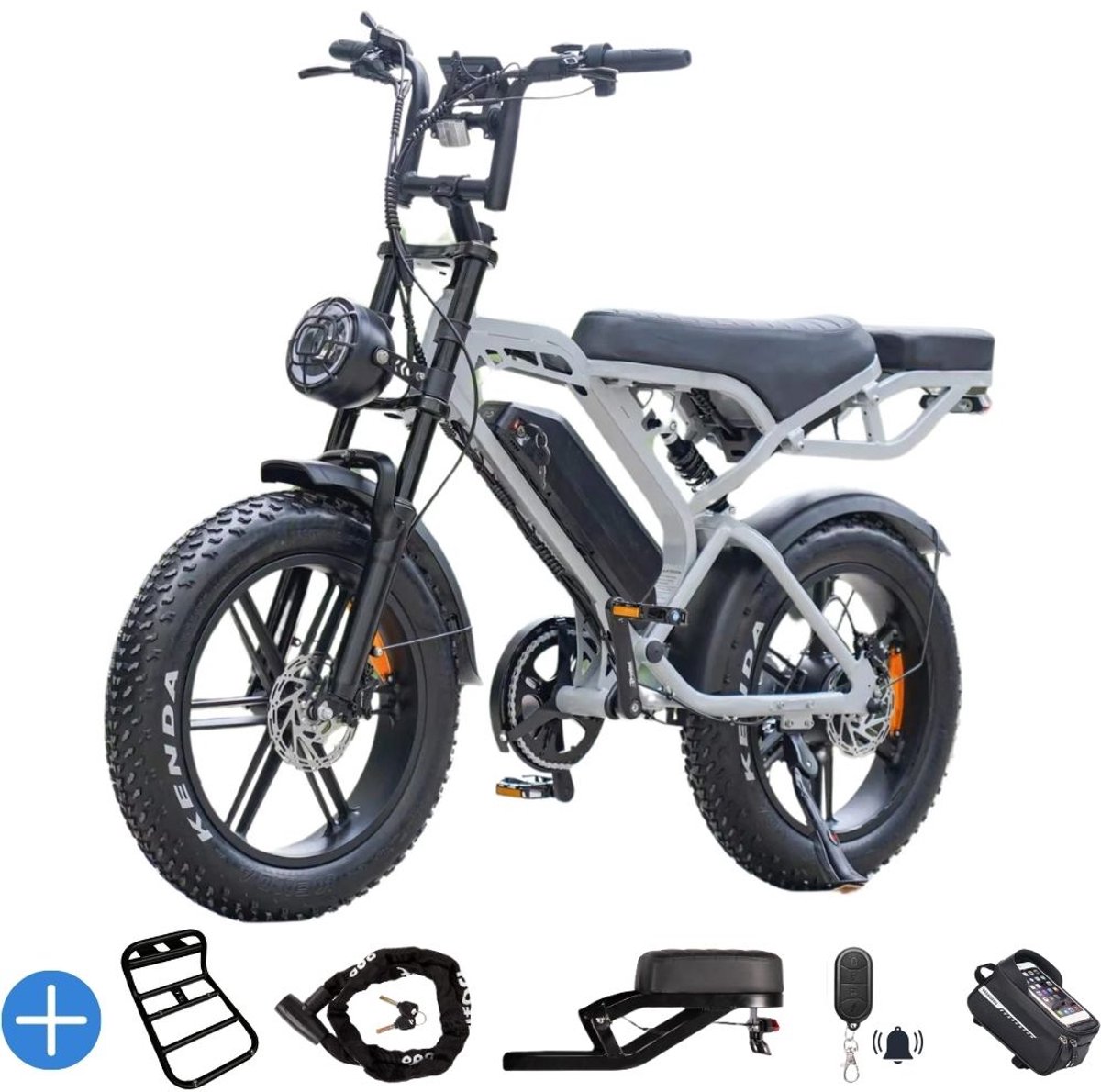 Ebikekopen.com V20 Pro - Licht Grijs - Rijklaar - Special Edition - Hydraulische remmen - 2025/2026 Model - Incl. Slot - Telefoonhouder - Alarmsysteem - Voorrekje - Voetensteuntje - Met Accessoires - Straatlegaal - Ebike - Max 25 km/h - 250W - Ebikekopen.com - €1.245,00