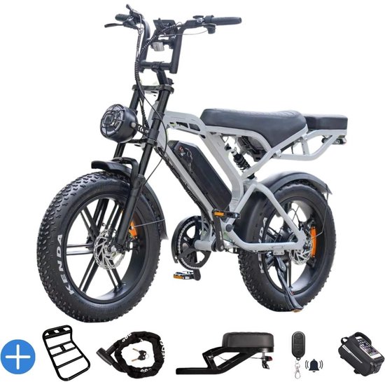 Elektrische fiets V20 Pro 2026/2027 – 250W, 25 km/u, hydraulische remmen, alarmsysteem, slot, 20″ banden, 80 km actieradius