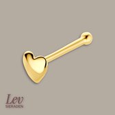 Lev Bijoux - Piercing de nez en or jaune 14 carats avec cœur