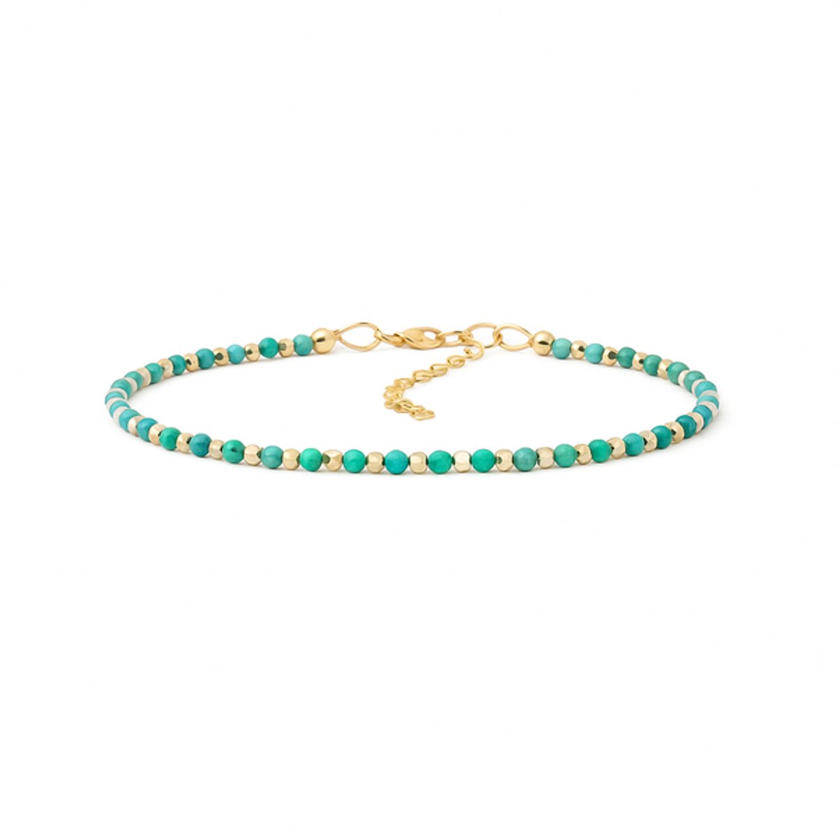 Armband met ronde Tukoois steentjes - Stainless Steel Goud kleurig - 21cm - Armband met Gouden details - Waterproof - Kleurvast - The Jewellery Salon