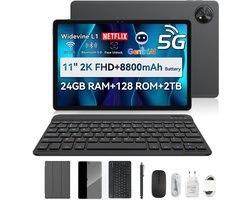 Blackview ZENO 10 Tablet - 5G AI Tablet - 24GB RAM - 128 GB ROM - 11 inch - 8800mAh - Met Toetsenbord(QWERTY), Beschermhoes, Muis, Stylus - Android 15 Tablet - Widevine L1 - GPS - Zwart