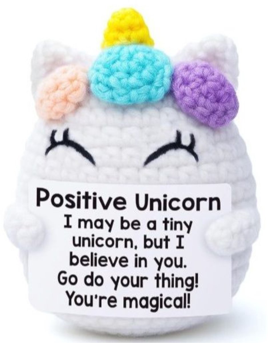 Positive Unicorn - eenhoorn - Positieve Vriendjes - Gehaakt Knuffel - 10 cm