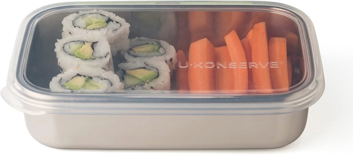 Rechthoekige voedselcontainer van roestvrij staal met siliconen deksel - 750 ml