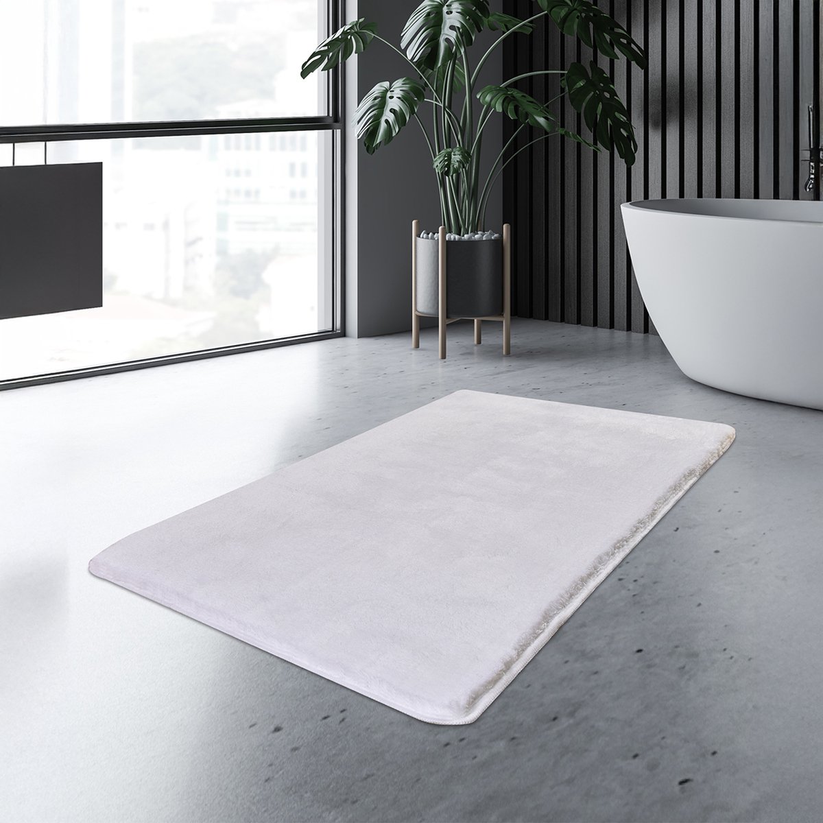 Bosdela badkamermatten, wasbaar, zacht en comfortabel – toiletmat + badmat – ideaal voor badkamer en toilet, met 70x120 cm Wit