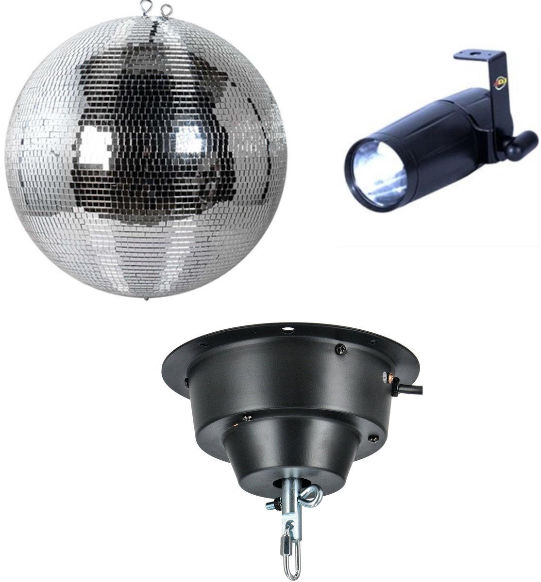 Spiegelbol 40 cm - incl. motor en spot - Ayra DanceFX MB40-5x5 - Multikleur