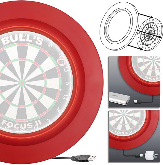 Bull's surround ring met LED verlichting - rood van Bull's — afbeelding 5
