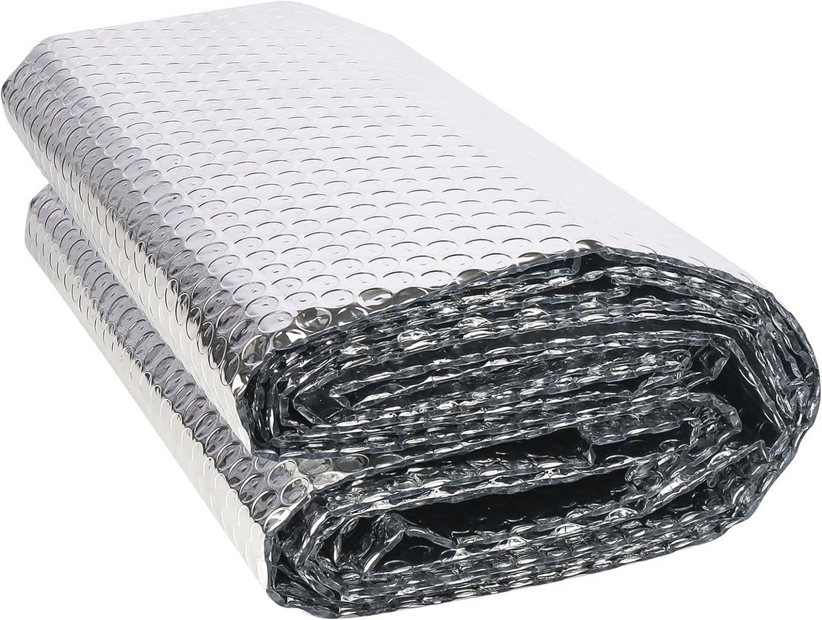 Aluminium isolatiefolie 150 cm x 2,5 m - 3 mm dikke dubbelzijdige luchtkussenfolie voor warmte-isolatie en energiebesparing