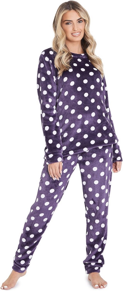 Fleece Damespyjama-Set met Lange Mouwen - Warme Loungewear voor Volwassenen & Tieners - Perfecte Winterpyjama