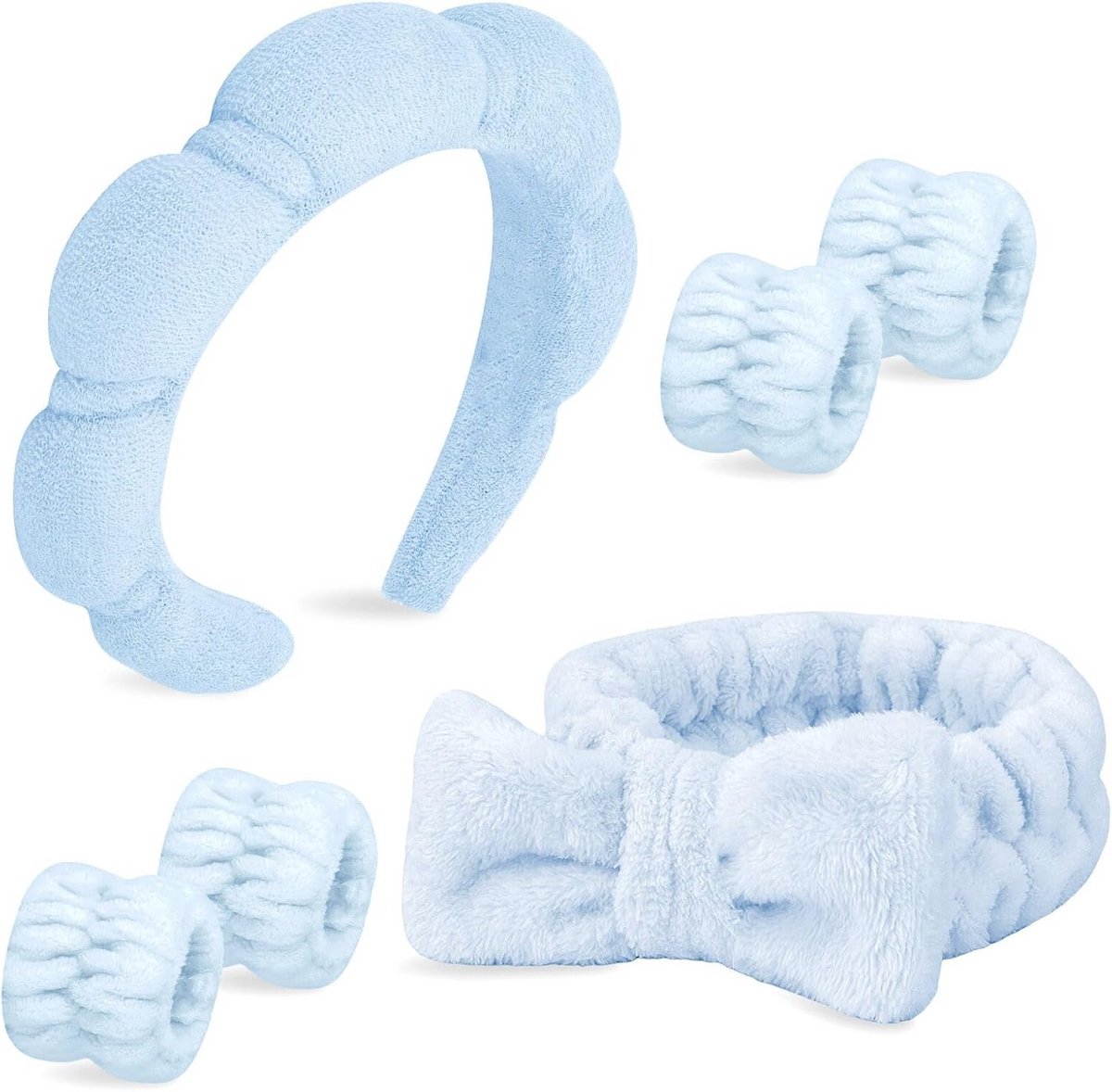 6-delige set spa hoofdbanden en polsbanden voor dames - Antislip gezichtsaccessoires voor huidverzorging en bad