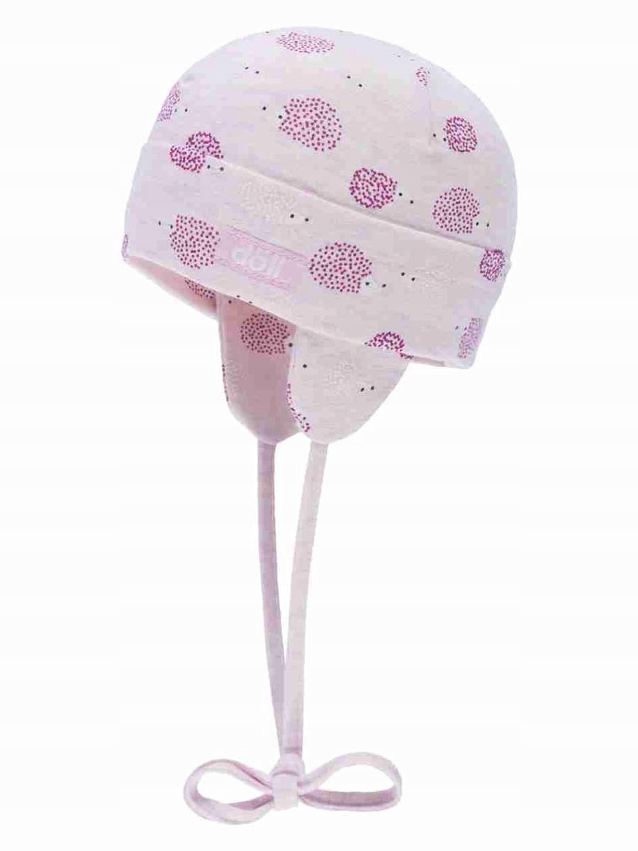 Roze baby muts met oortjes en strikjes, maat 37