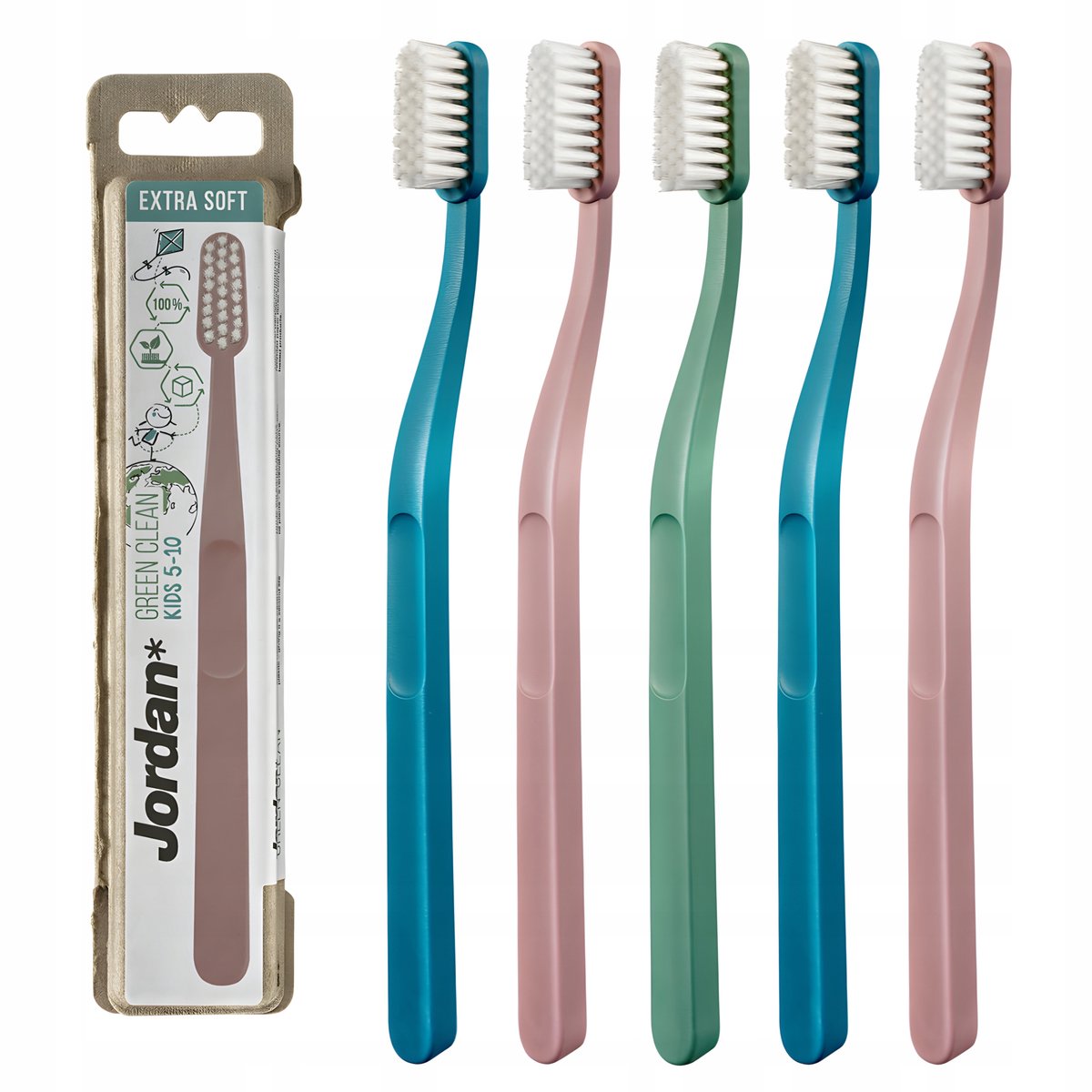 Jordan Green Clean Kinder Tandenborstel 5-10 Jaar Zacht Eco