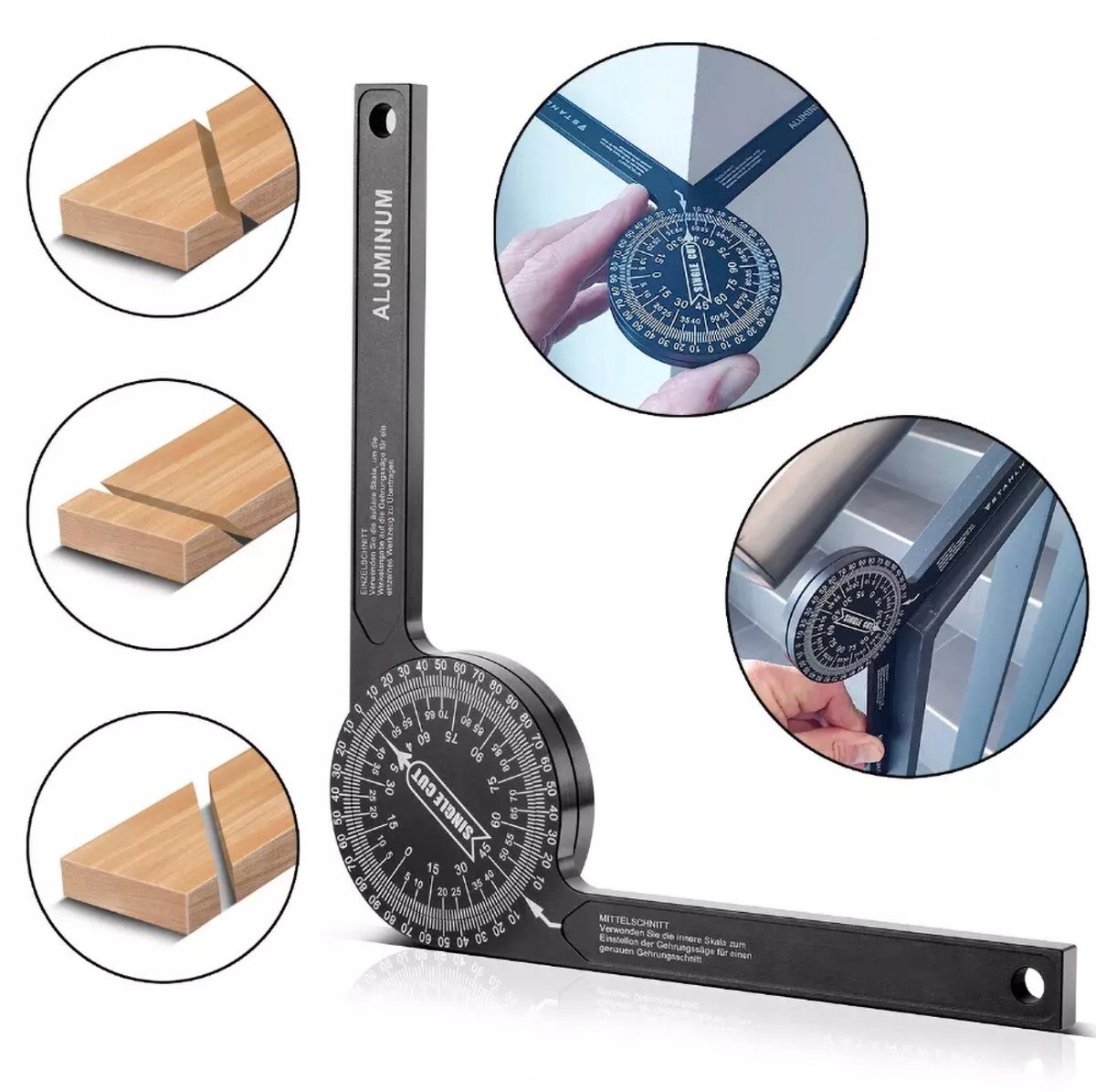 Merkloos Verstelbare Aluminium Hoekmeter 360° - Precisie Meetinstrument