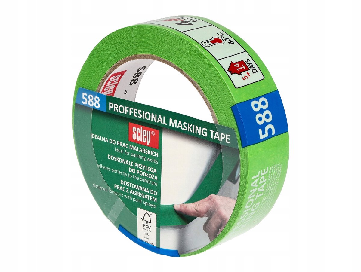 Scley 588 Afplaktape 30mm x 50m - Scherpe Kleurranden