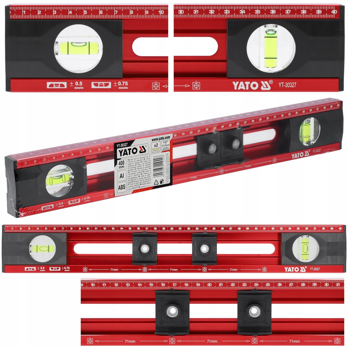Aluminium waterpas 40 cm voor elektriciens - Precisiemarkering