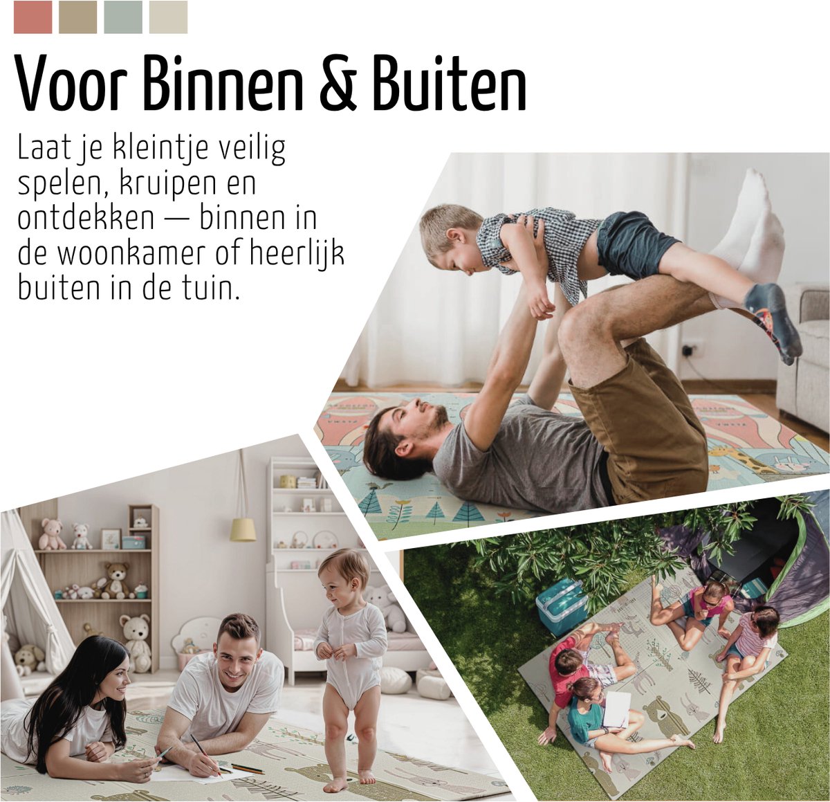 Roosly Speelmat Baby - Speelkleed Baby - Inclusief Opbergtas - babygym - kruipmat - playmat - Dubbelzijdig en opvouwbare Foam XPE 180 x 200 cm - speelgoed - Veilig & Zacht - model Safari — afbeelding 10