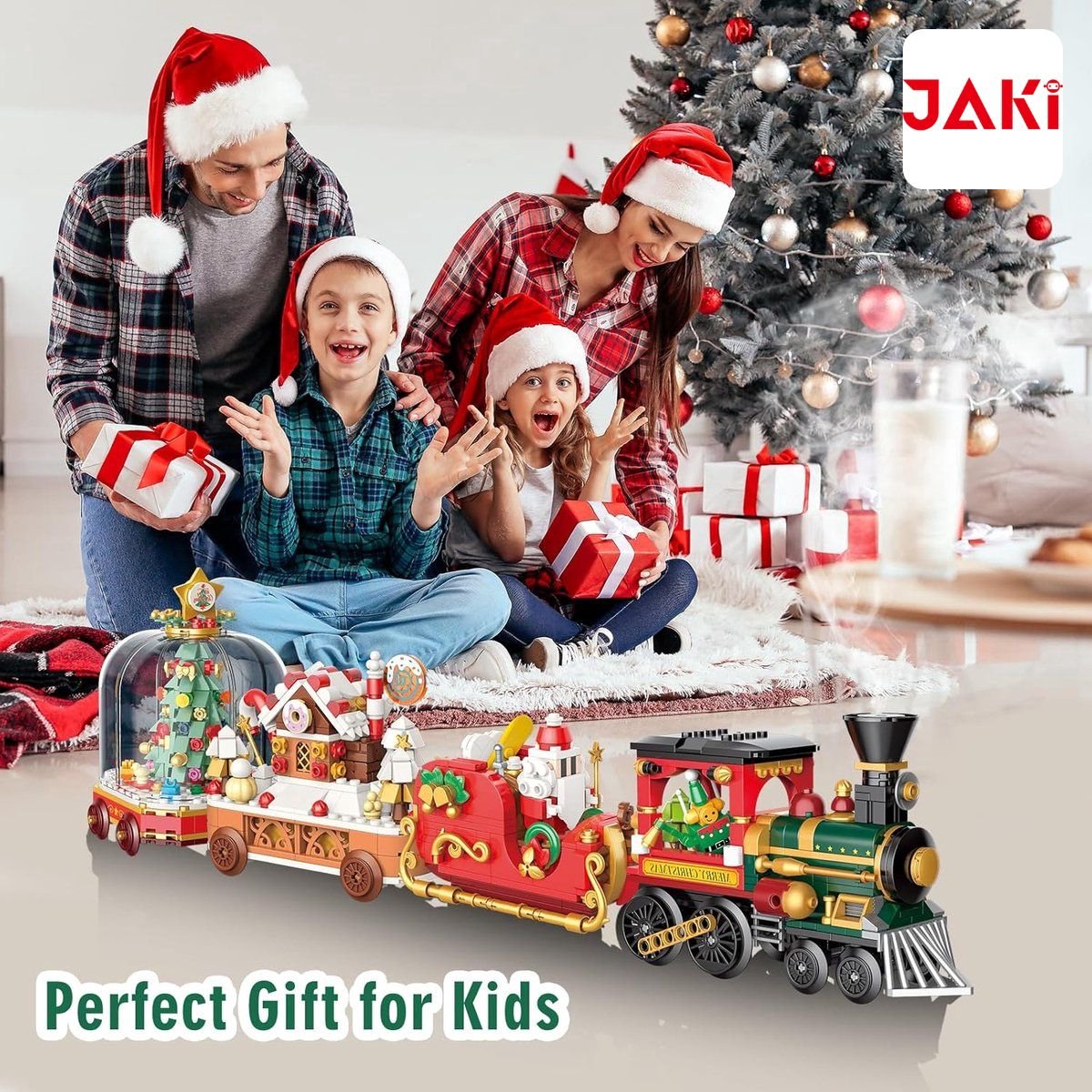 Jaki - Frozen kerstmis trein bouwset | Classic creator kerst speelgoed geschikt voor Lego | Kerstboom modelbouw | Christmas kerstballen decoratie cadeau geschenkset voor kinderen & volwassenen | Bouwdoos met 1011 bouwstenen — cadeau in Spellen & Speelgoed - foto 6