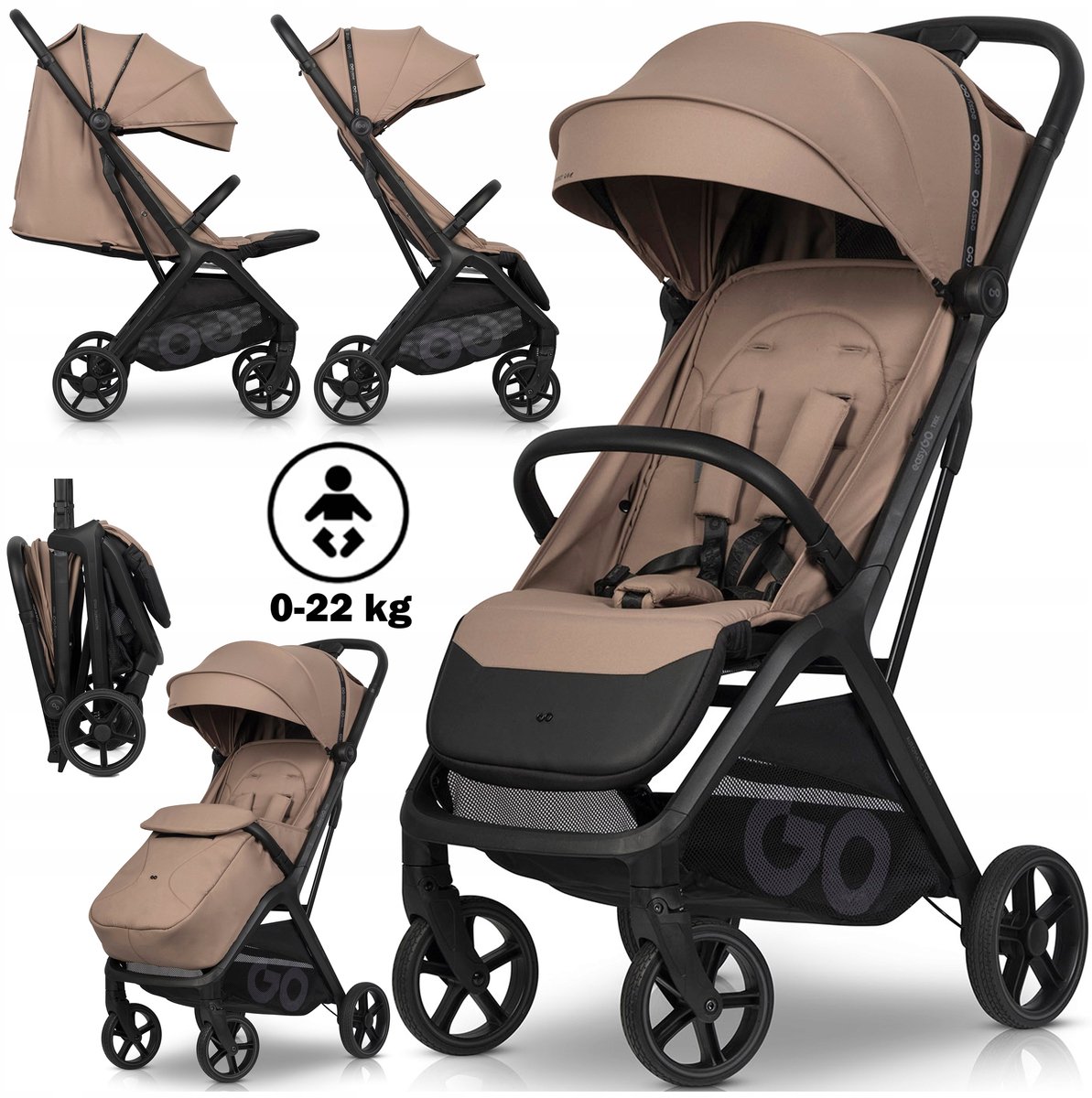 EasyGo TRIX kinderwagen - licht van gewicht, 22kg, incl. accessoires