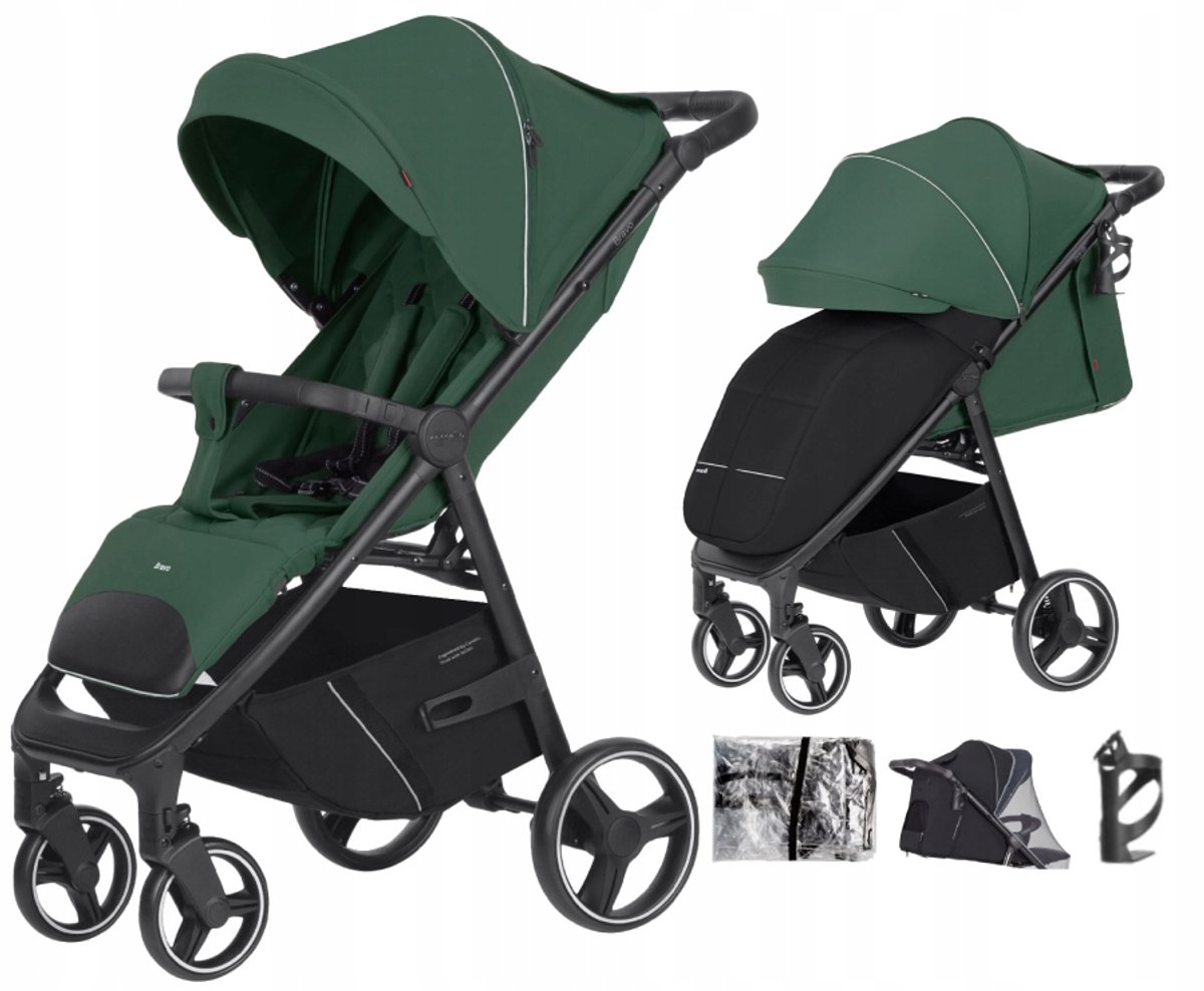 Carrello Bravo Kinderwagen 22kg + Regenhoes - Lentegroen